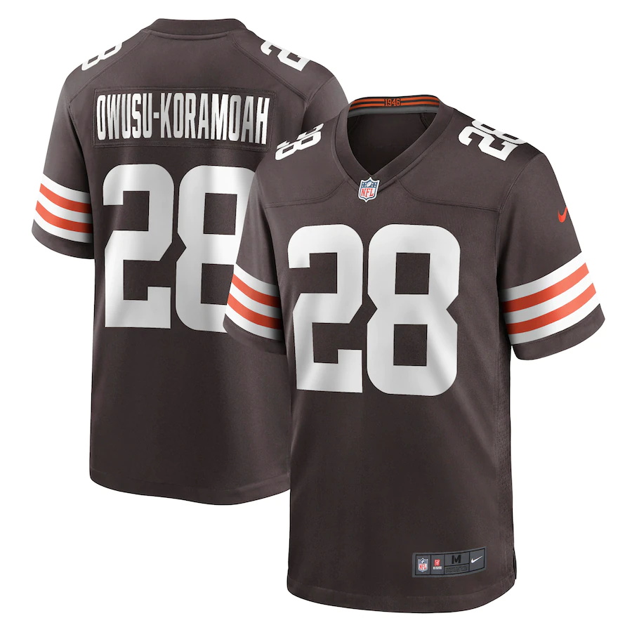 Mens Cleveland Browns #28 Jeremiah Owusu-Koramoah Nike Brown 2021 NFL Draft Pick Player Game Jersey->los angeles chargers->NFL Jersey